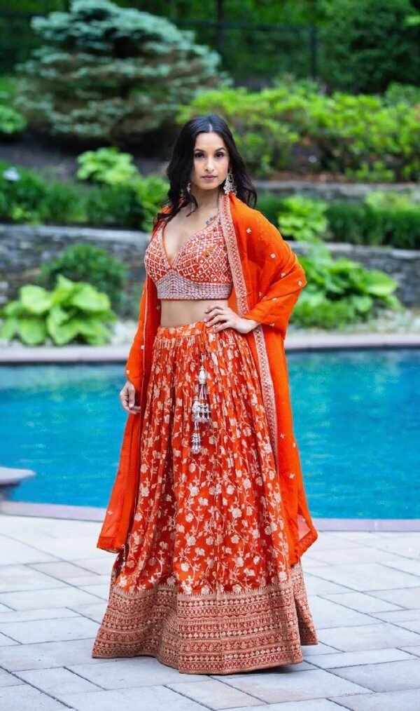 Orange Banarasi Lehanga